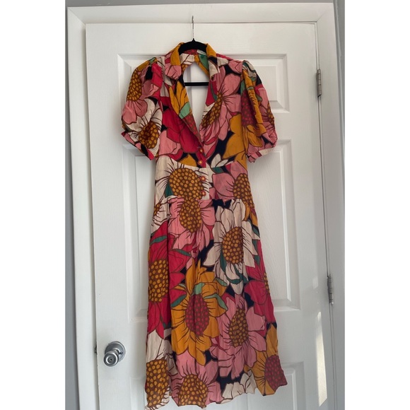FARM RIO Colorful Sunflowers Midi Dress - Picture 4 of 11